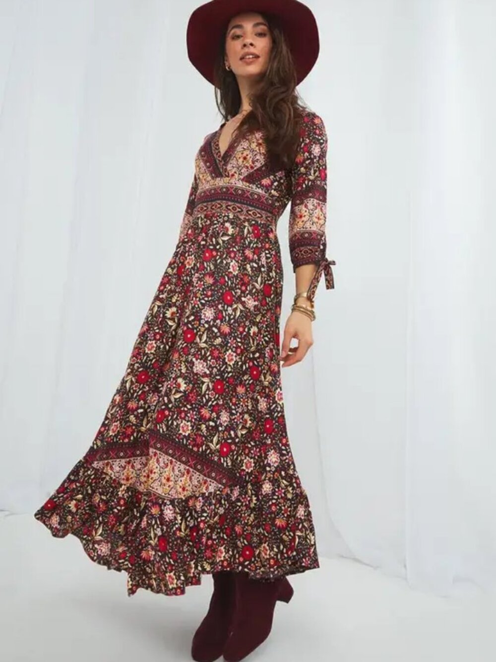 Maxi Dress Joe Browns Multicolored Floral Pattern Belle Medium Boho 10 NWOT